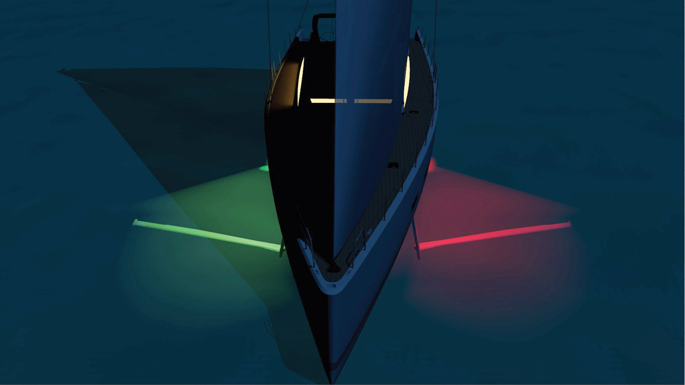At  night, even under sail, the lift wing can be kept illuminated by hull lights or, if preferred, turned off  to see the natural spectacular light show performed by the plankton luminescence. A Free  light show all night long!
